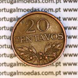 Portugal, bronze coin of 20 centavos 1972 Portuguese Republic, (VF), World Coins Portugal KM 595