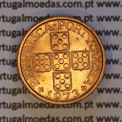 Portugal, bronze coin of 20 centavos 1973 Portuguese Republic, (UNC), World Coins Portugal KM 595