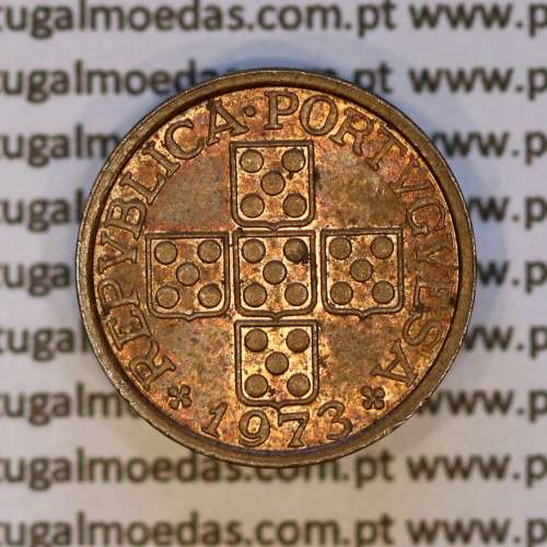 Portugal, bronze coin of 20 centavos 1973 Portuguese Republic, (XF), World Coins Portugal KM 595
