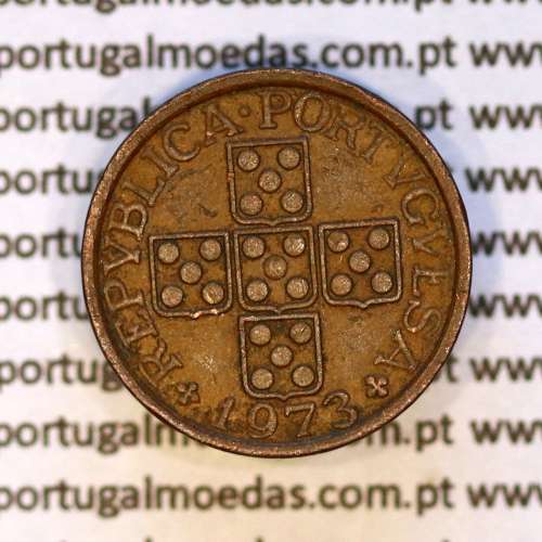 Portugal, bronze coin of 20 centavos 1973 Portuguese Republic, (VF), World Coins Portugal KM 595