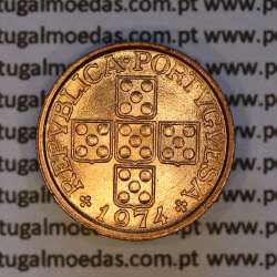 Portugal, bronze coin of 20 centavos 1974 Portuguese Republic, (UNC), World Coins Portugal KM 595