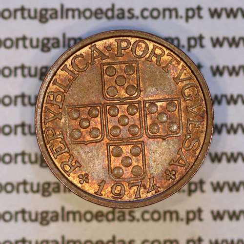 Portugal, bronze coin of 20 centavos 1974 Portuguese Republic, (XF), World Coins Portugal KM 595