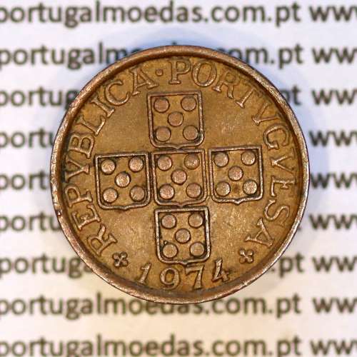 Portugal, bronze coin of 20 centavos 1974 Portuguese Republic, (VF), World Coins Portugal KM 595