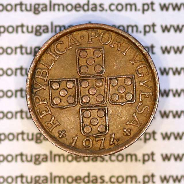 Portugal, bronze coin of 20 centavos 1974 Portuguese Republic, (VF), World Coins Portugal KM 595