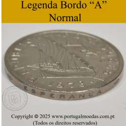 10$00 escudos 1971 níquel, 10 Escudos 1971 cuproníquel, Legenda no bordo normal (A), (Soberba), World Coins Portugal KM 600