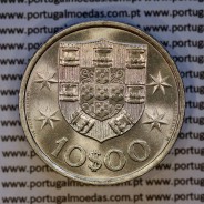 10$00 escudos 1972 níquel, 10 Escudos 1972 cuproníquel, Legenda bordo invertida (B), (Bela/Soberba), World Coins Portugal KM 600