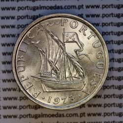 10$00 escudos 1973 níquel, 10 Escudos 1973 cuproníquel, Legenda no bordo normal (A), (Bela/Soberba), World Coins Portugal KM 600