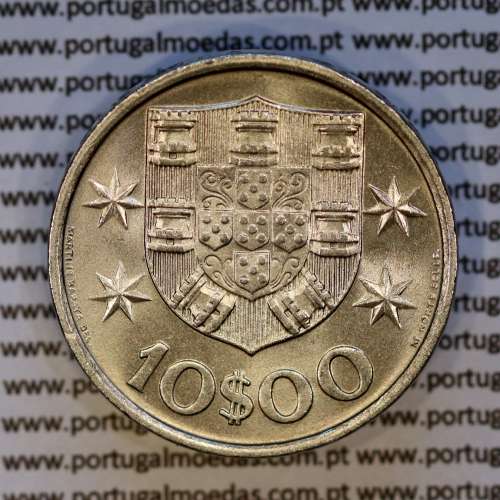 10$00 escudos 1974 níquel, 10 Escudos 1974 cuproníquel, Legenda no bordo normal (A), (Bela/Soberba), World Coins Portugal KM 600