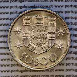 10$00 escudos 1974 níquel, 10 Escudos 1974 cuproníquel, Legenda bordo invertida (B), (Bela/Soberba), World Coins Portugal KM 600