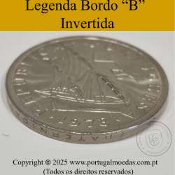 10$00 escudos 1974 níquel, 10 Escudos 1974 cuproníquel, Legenda bordo invertida (B), (Bela/Soberba), World Coins Portugal KM 600
