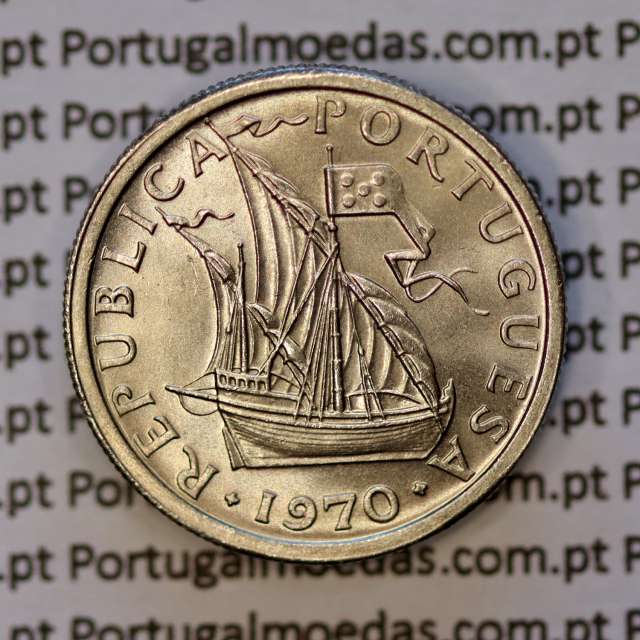 5$00 escudos 1970 cupro-níquel, 5 Escudos 1970 cuproníquel da República Portuguesa, (Soberba), World Coins Portugal KM 591