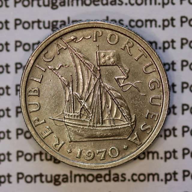 Portugal, coin of 5 Escudos 1970, 5$00 Escudos 1970 Copper-Nickel Portuguese Republic, (XF/AU), World Coins Portugal KM 591