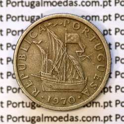 5$00 escudos 1970 cupro-níquel, 5 Escudos 1970 cuproníquel da República Portuguesa, (MBC), World Coins Portugal KM 591