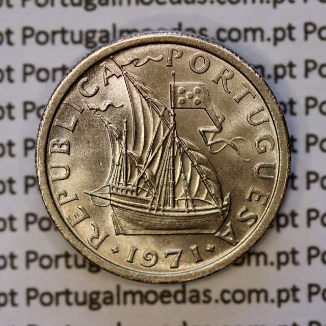 5$00 escudos 1971 cupro-níquel, 5 Escudos 1971 cuproníquel da República Portuguesa, (Soberba), World Coins Portugal KM 591