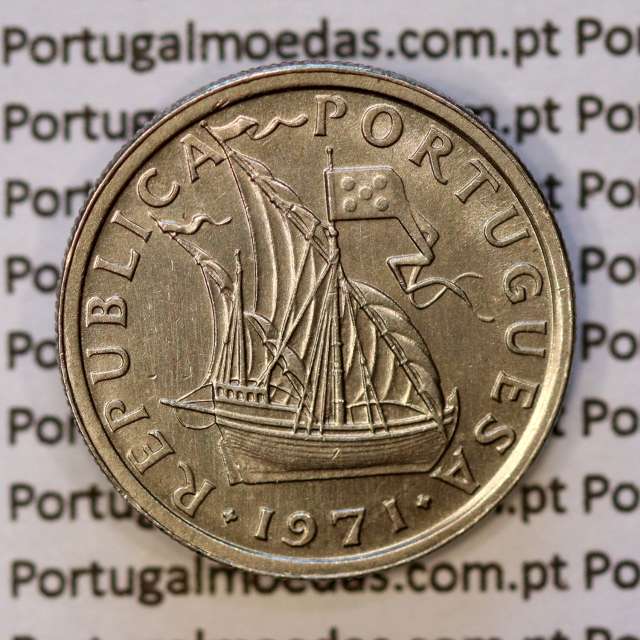 5$00 escudos 1971 cupro-níquel, 5 Escudos 1971 cuproníquel da República Portuguesa, (Bela), World Coins Portugal KM 591