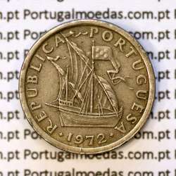 5$00 escudos 1972 cupro-níquel, 5 Escudos 1972 cuproníquel da República Portuguesa, (MBC), World Coins Portugal KM 591