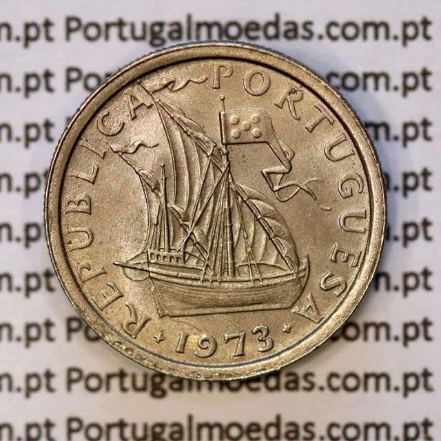 Portugal, coin of 5 Escudos 1973, 5$00 Escudos 1973 Copper-Nickel Portuguese Republic, (XF/AU), World Coins Portugal KM 591