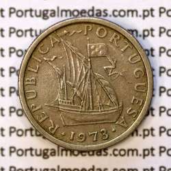 5$00 escudos 1973 cupro-níquel, 5 Escudos 1973 cuproníquel da República Portuguesa, (MBC), World Coins Portugal KM 591