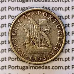 5$00 escudos 1973 cupro-níquel, 5 Escudos 1973 cuproníquel da República Portuguesa, (BC), World Coins Portugal KM 591