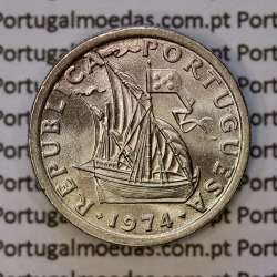 5$00 escudos 1974 cupro-níquel, 5 Escudos 1974 cuproníquel da República Portuguesa, (Soberba), World Coins Portugal KM 591