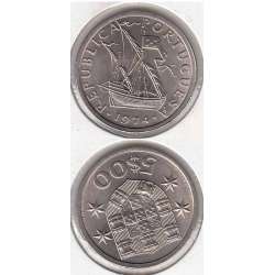 5$00 escudos 1974 cupro-níquel, 5 Escudos 1974 cuproníquel da República Portuguesa, World Coins Portugal KM 591