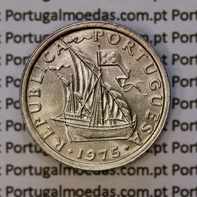 Portugal, coin of 5 Escudos 1975, 5$00 Escudos 1975 Copper-Nickel Portuguese Republic, (BU/UNC), World Coins Portugal KM 591