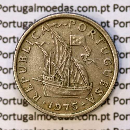 5$00 escudos 1975 cupro-níquel, 5 Escudos 1975 cuproníquel da República Portuguesa, (Bela), World Coins Portugal KM 591