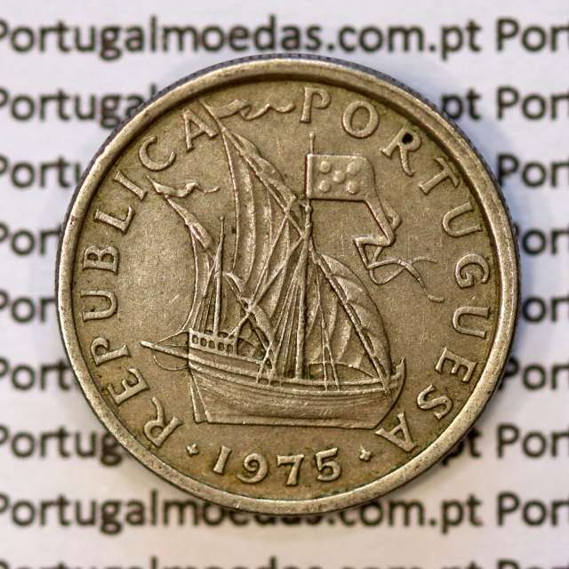 Portugal, coin of 5 Escudos 1975, 5$00 Escudos 1975 Copper-Nickel Portuguese Republic, (XF), World Coins Portugal KM 591