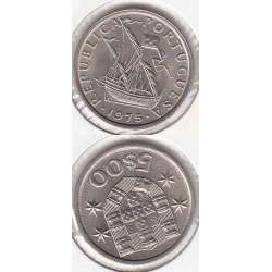 5$00 escudos 1975 cupro-níquel, 5 Escudos 1975 cuproníquel da República Portuguesa, World Coins Portugal KM 591