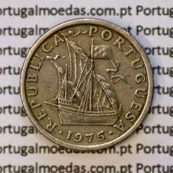 5$00 escudos 1975 cupro-níquel, 5 Escudos 1975 cuproníquel da República Portuguesa, (MBC), World Coins Portugal KM 591