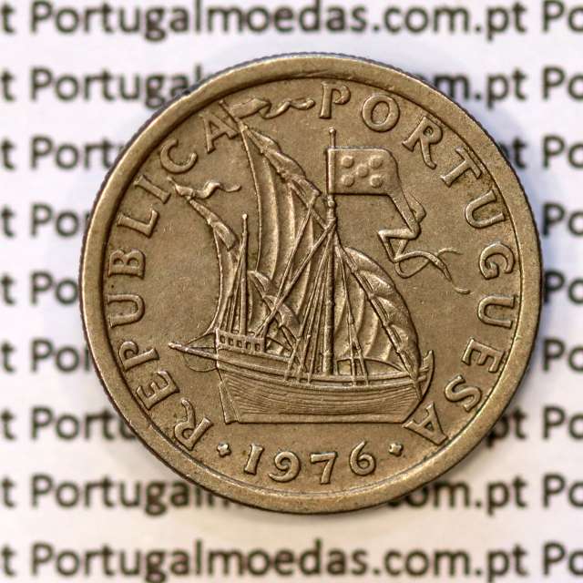 5$00 escudos 1976 cupro-níquel, 5 Escudos 1976 cuproníquel da República Portuguesa, (Bela), World Coins Portugal KM 591