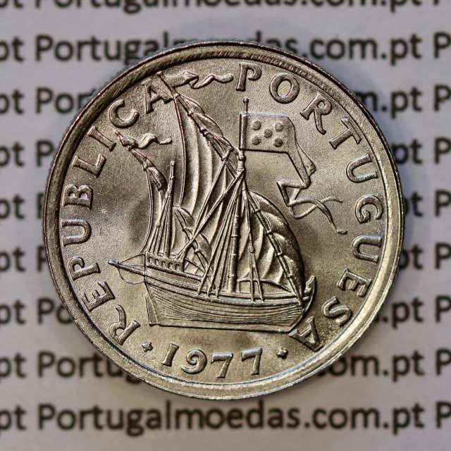 Portugal, coin of 5 Escudos 1977, 5$00 Escudos 1977 Copper-Nickel Portuguese Republic, (BU/UNC), World Coins Portugal KM 591