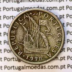 5$00 escudos 1978 cupro-níquel, 5 Escudos 1978 cuproníquel da República Portuguesa, (MBC), World Coins Portugal KM 591