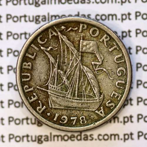 5$00 escudos 1978 cupro-níquel, 5 Escudos 1978 cuproníquel da República Portuguesa, (MBC), World Coins Portugal KM 591