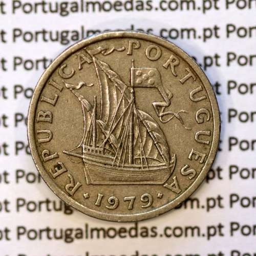 5$00 escudos 1979 cupro-níquel, 5 Escudos 1979 cuproníquel da República Portuguesa, (MBC), World Coins Portugal KM 591