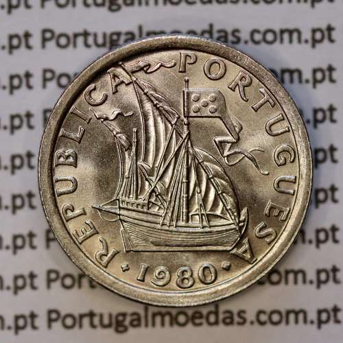 Portugal, coin of 5 Escudos 1980, 5$00 Escudos 1980 Copper-Nickel Portuguese Republic, (BU/UNC), World Coins Portugal KM 591