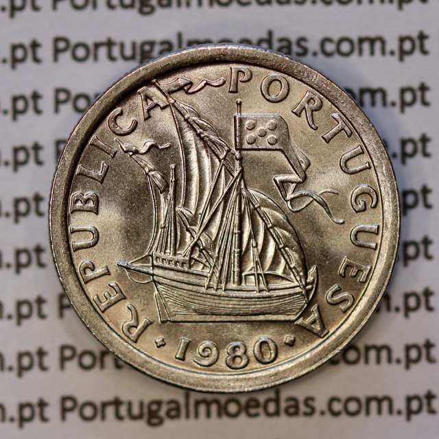5$00 escudos 1980 cupro-níquel, 5 Escudos 1980 cuproníquel da República Portuguesa, (Soberba), World Coins Portugal KM 591