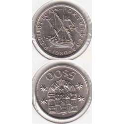 5$00 escudos 1980 cupro-níquel, 5 Escudos 1980 cuproníquel da República Portuguesa, World Coins Portugal KM 591