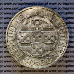 Portugal, silver coin of 50 escudos 1971 of Banco de Portugal, edge inscription inverted, (AU), World Coins Portugal KM 601
