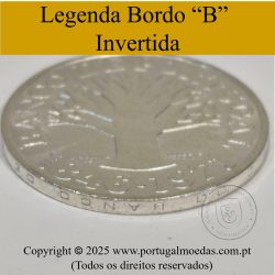 Portugal, silver coin of 50 escudos 1971 of Banco de Portugal, edge inscription inverted, (AU), World Coins Portugal KM 601