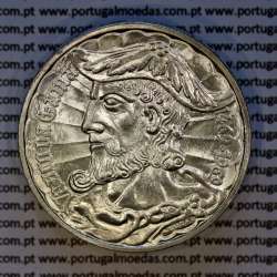 Portugal, silver coin of 50 Escudos 1969 Vasco da Gama, edge inscription inverted, (UNC), World Coins Portugal KM 598