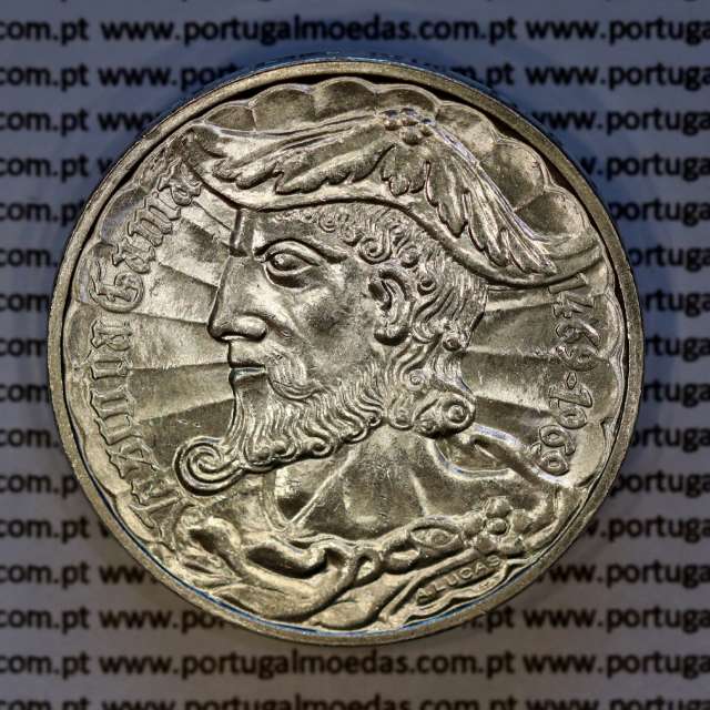 Portugal, silver coin of 50 Escudos 1969 Vasco da Gama, edge inscription inverted, (UNC), World Coins Portugal KM 598