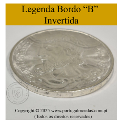 50$00 Escudos 1969 Vasco da Gama, 50 Escudos 1969 prata Vasco da Gama, Legenda bordo invertida, (Bela/Soberba), KM598