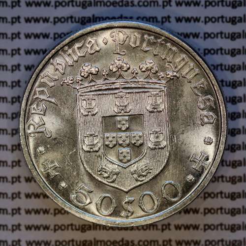 Portugal, silver coin of 50 Escudos 1968 Pedro Álvares Cabral, (UNC), World Coins Portugal KM 593