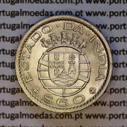 60 centavos alpaca 1958 Índia, $60 alpaca 1958 Estado da Índia portuguesa, (Soberba), World Coins India Portuguese KM 32