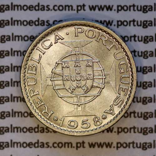 Portuguese India Coin of 60 centavos alpaca 1958, from the State of Portuguese India, (UNC), World Coins Portuguese India KM32