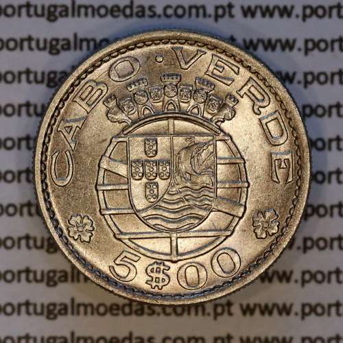 Cabo Verde, 5$00 escudos 1968 cuproníquel, 5 escudos 1968 cupro-níquel, (Soberba), World Coins Cape Verde KM 12