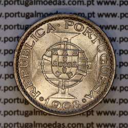 Cabo Verde, 5$00 escudos 1968 cuproníquel, 5 escudos 1968 cupro-níquel, (Soberba), World Coins Cape Verde KM 12