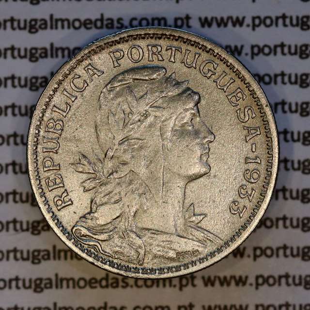 Guiné, 50 Centavos 1933 alpaca, $50 centavos alpaca 1933, Ex-Colónia da Guiné, (MBC-), World Coins Portuguese Guinea KM 4