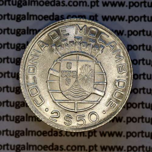 Mozambique, silver coin of 2.50 Escudos 1950, 2-1/2 Escudos 1950 Former Portuguese Colony, (VF), WorldCoins Mozambique KM 68